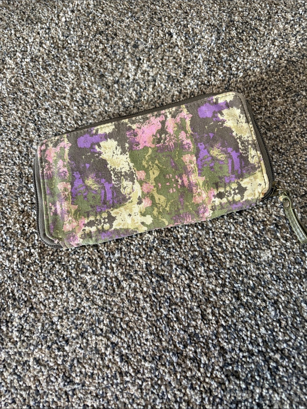 Target Multi-Color Patterned Zip Wallet with Olive Trim - Picture 2 of 4